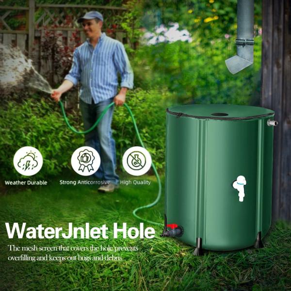 Collapsible Rain Barrel Water Storage Containers-53 Gallon Portable Rainwater Collect System Water Tank To Collect Rainwater From Gutter Downspout Water Catcher With Spigots,Filter＆Overflow Kits