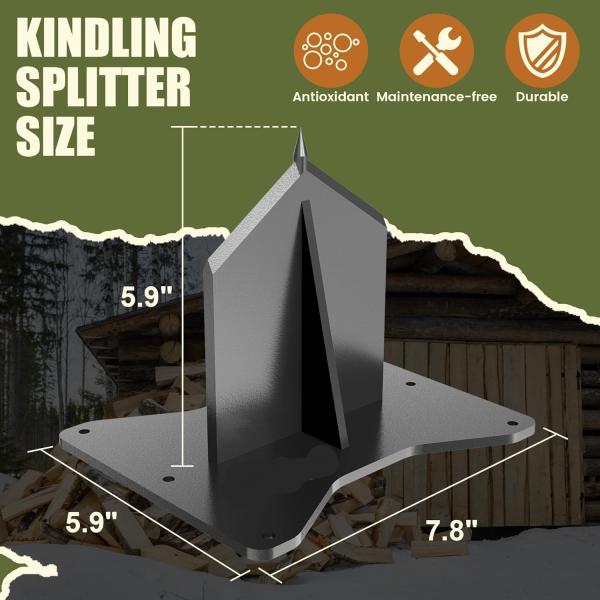 DIY Divisor de lenha de fogão de trabalho pesado Divisor de lenha de acender cunha para casa e acampamento