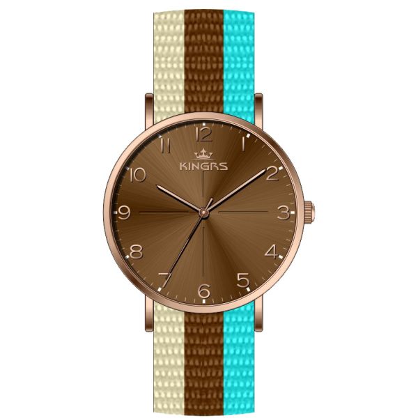 36.0mm Round Case Nylon Strap Alloy Wrist Watches For Gilrs Large Face