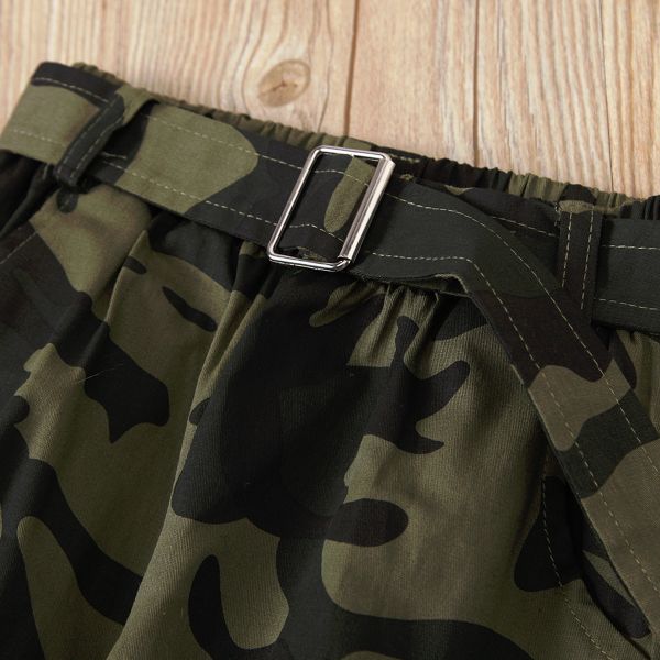 Children'S Outfit Sets Girls Suspenders Camouflage Trousers Two Piece Set