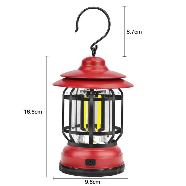 2024 Hot Selling Outdoor Camping Tent Lamp Multifunctional Retro Hanging Horse Lamp Cob Emergency Dry Battery Portable Lamp