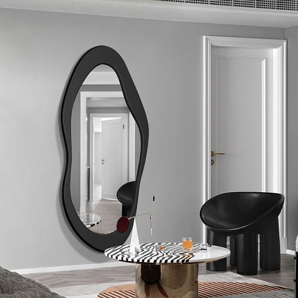60x160cm Wooden Frame Freestanding Floor Mirror Black White