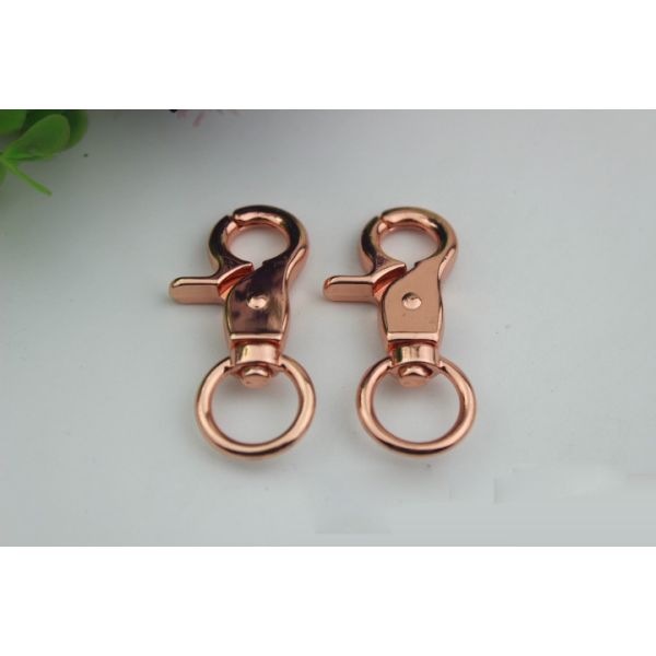 OEM/ODM zinc alloy 13 mm round eye bolt metal dog leash lobster claw swivel snap hook rose for bag accessories