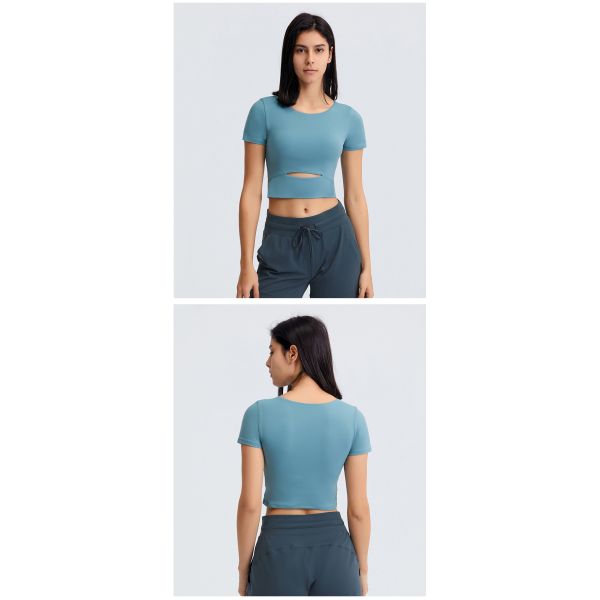 Women Slim Fit Activewear T Shirts Light Weight Naked Feeling Padded T Shirt