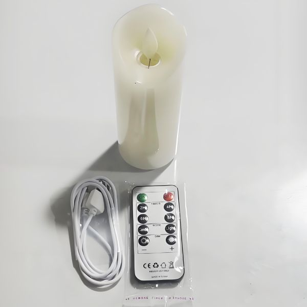 Rechargeable LED Candle with Remote Control and Paraffin Wax for Indoor Decoration
