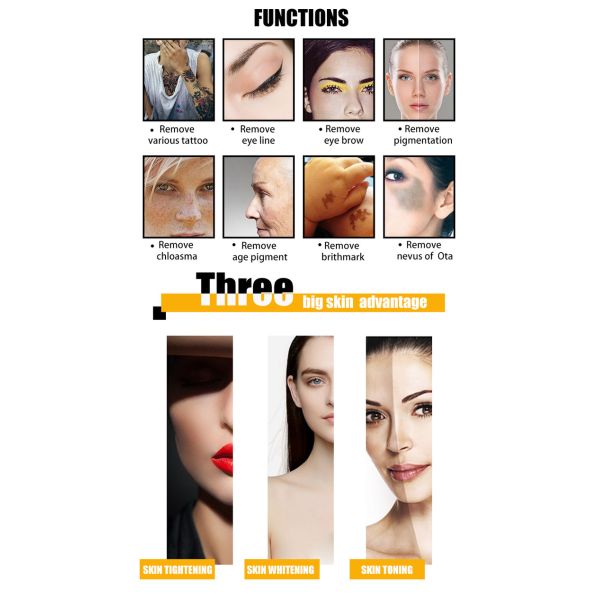 Máquina profesional de eliminación de marcas de nacimiento 1064nm y 532nm Q con conmutador Nd Yag LaSer Máquina de eliminación de tatuajes de picosegundos