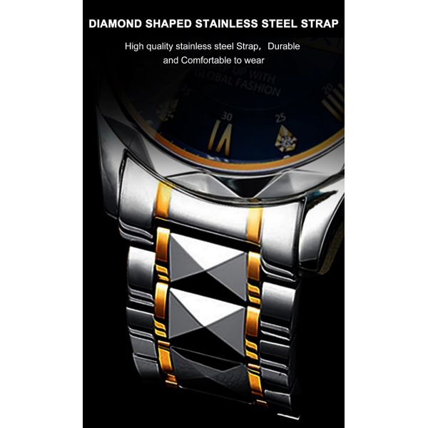 Waterproof Men's Quartz Watch with Luminous Hands and Date Display | Stainless Steel Strap, Water-Resistant - ShenZhen Wholesaler