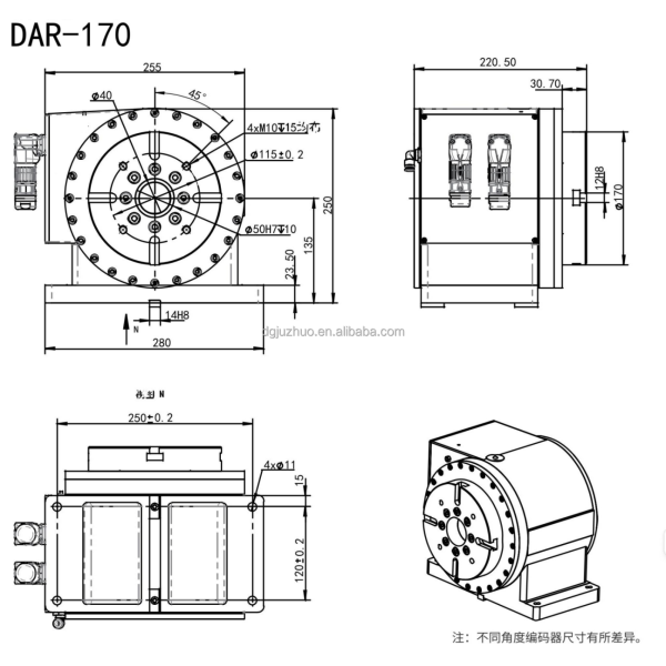 4 Axis CNC Rotary Table , Four Axis Linkage Direct Drive Rotary Table