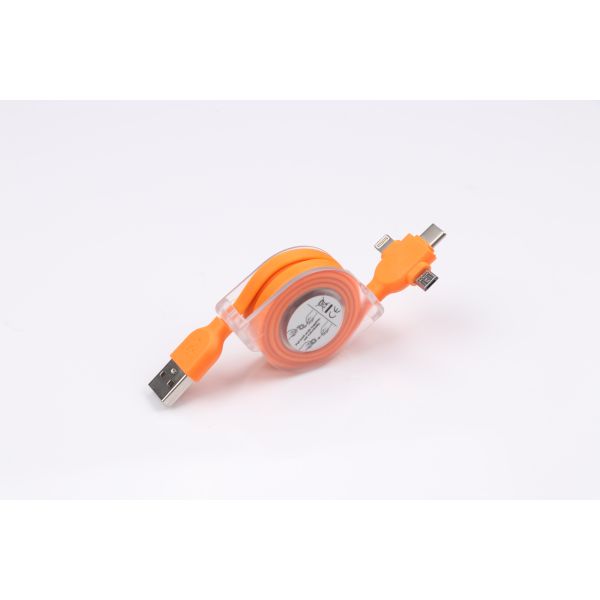 Solid Durable Retractable USB Data Extension Cable 3 In 1 TPE UV Material 5V 2.1A