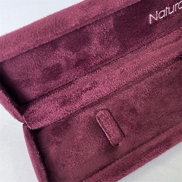 Luxury Jewellery Packaging Box Plastic Covered Microfiber soft Pendant Bracelet Bangle Necklace Burgundy rounded corner