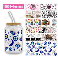 Novo Design 16oz Cup Wraps Cup Glass Wraps Custom UV Logotipo Etiqueta Adesivo Para Copas Transferência Adesivo