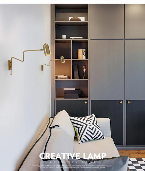 Adjustable Long-Arm retractable wall lamp Creative with switch Reading Bedside retractable light（WH-OR-49)