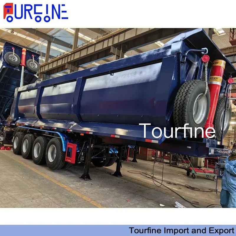 Tri Axle 40 Ton Rear Dump Semi Trailer For Sand Stone Aggregate Transportation