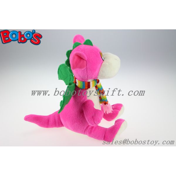 China Manufacturer Pink Stuffed Dinosaur Animal With Scarf In 10