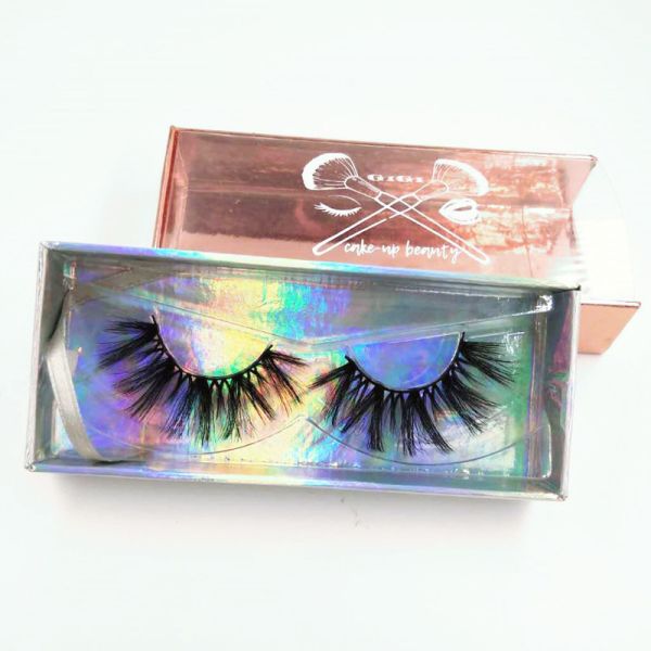 Коробка голографической бумажной ресницы сальто верхней магнитная с ручкой ленты