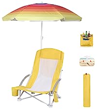 Camping Folding Chair With Umbrella, Recliner Chairs, Beach Chair Adults Camping Chair High Back with Umbrella