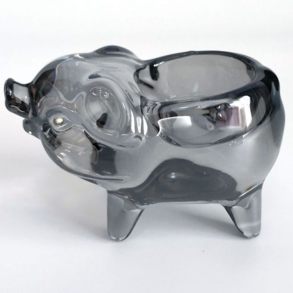 Simple Design Eco-Friendly Glass Transparent Animal Shape Pig Candle Holder for Home Decoration