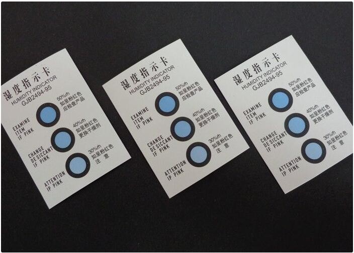 Blue To Pink 3Dots Humidity Indicating Cards For Metal Packaging At 30%-50%