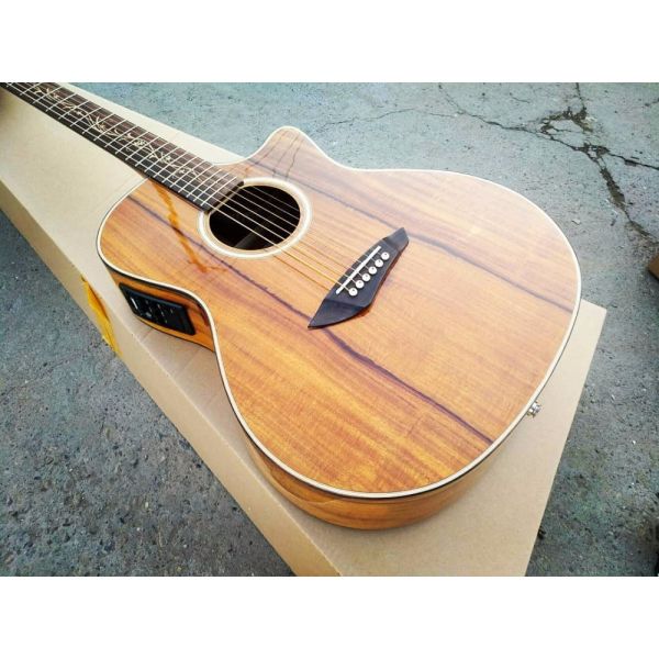 Custom shop guitar simulator sound single cut AAA koa acoustic electric guitar nice folk guitar