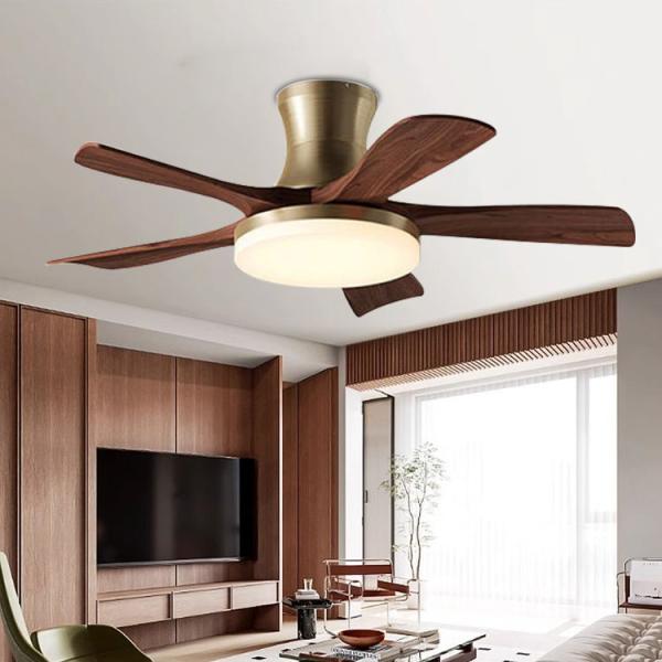 Vintage Ventilateur de plafond à lame en bois massif 40 pouces de style chinois Ventilateur intelligent