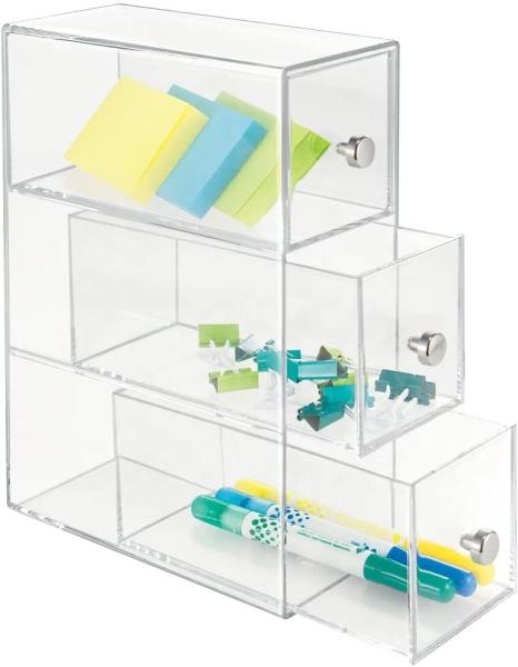 Stackable Acrylic Storage Boxes Stationery Storage Box Drawer Container 7x3.5x10inch