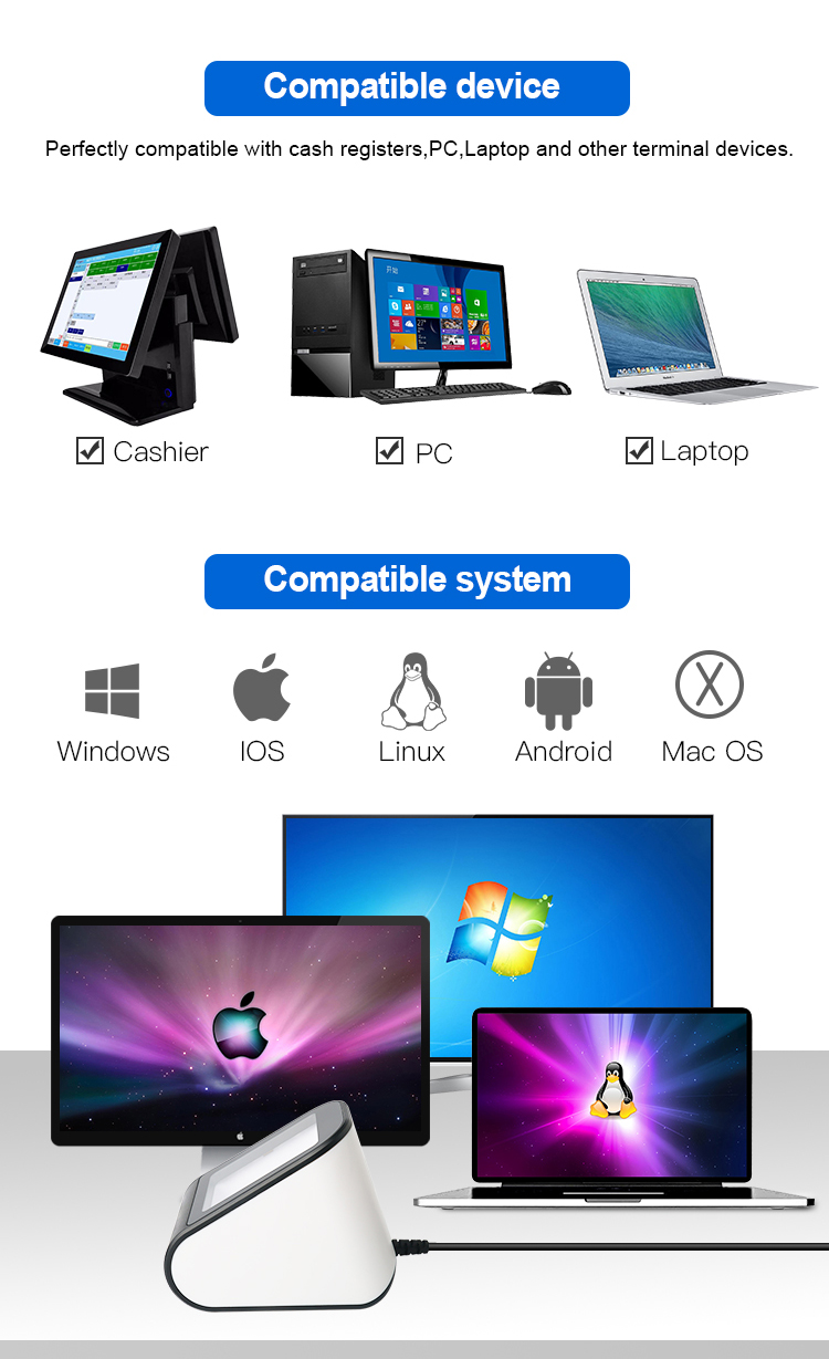 Блок развертки штрихкода Pos USB RS232 столешницы для оплаты NFC мобильной