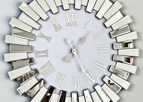 Silver Mirror Wall Clock with Silent Movement and Customizable Design for Luxe Homes