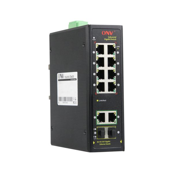 12 Port Gigabit Uplink Industrial Ethernet Fiber Switch Unmanaged No Configuration