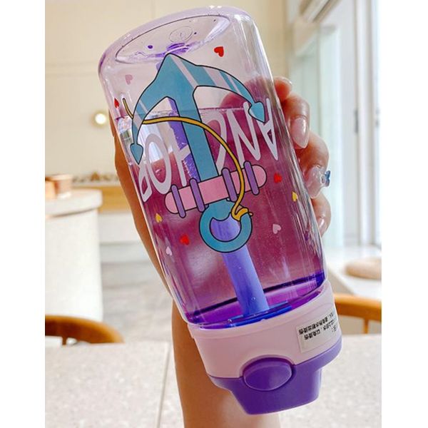Customized Logo Acceptable 480ml Plastic Cute Cartoon Pattern Water Bottle for Kids