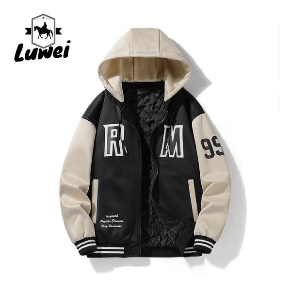 Moda Hip Hop Streetwear Outdoor bordado utilitário motocicleta faculdade capuzado Baseball Homens Jaqueta com logotipo personalizado