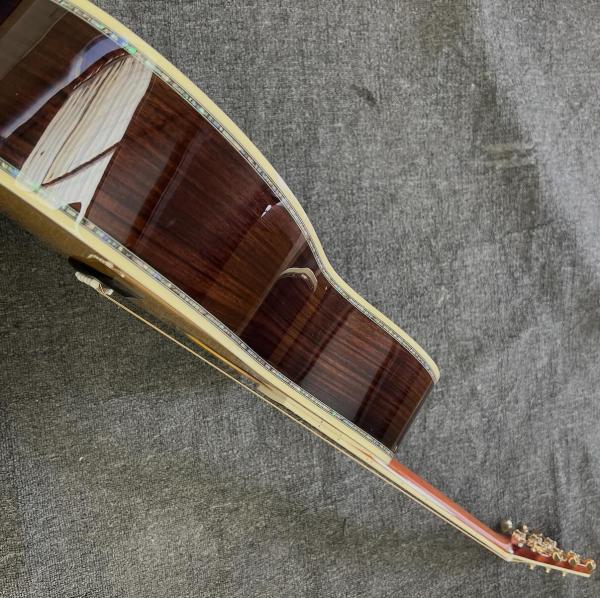 Custom Logo on Headstock, Solid Spruce OM Body Solid Rosewood Back Side Acoustic Electric Guitar Abalone Binding