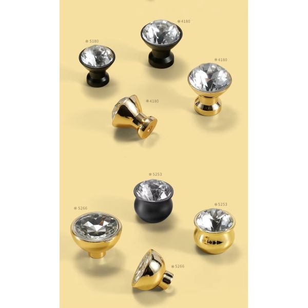 Wholesale Luxury Nordic Style Crystal Handle Modern Design Zinc Alloy Door and Wardrobe Pulls for Dresser & Drawer