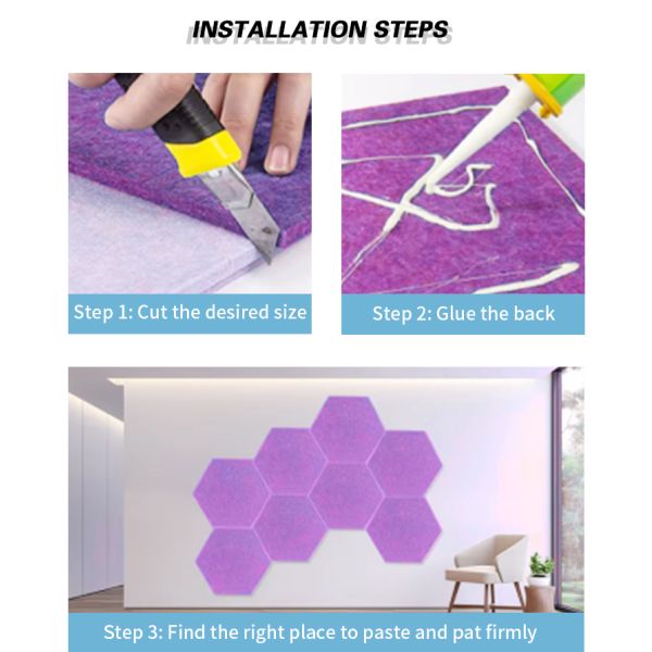Eco Friendly PET Polyester Fiber Acoustic Panel Hotel 3D Wall Panel