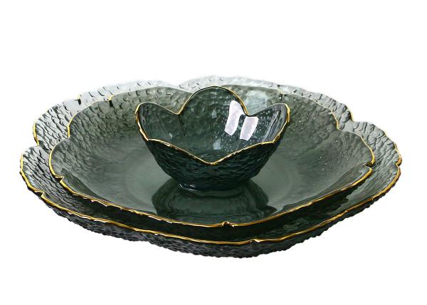 Set of 4 Hand made shell Shape Smoky Vintage Crystal Fruit plate SGS Approved