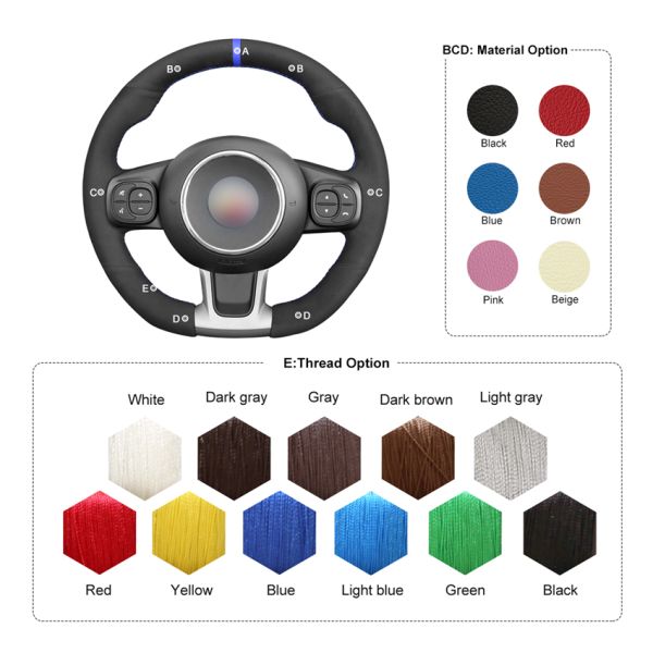MEWANT New Design Fashion For Abarth 595 595C 695 695C Fiat 500 500C D Type Suede Universal Steering Wheel Cover New 2pc MOQ