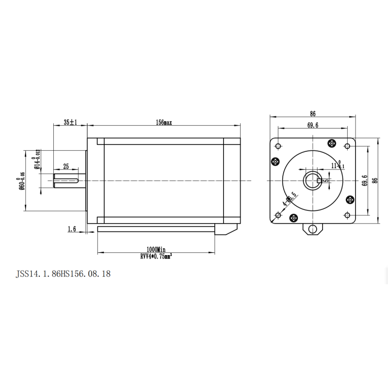 Stepper motor 120 Kg.cm 86HS156-6004 6.0A 156mm body length black colour 9.0mH inductance Lather machine