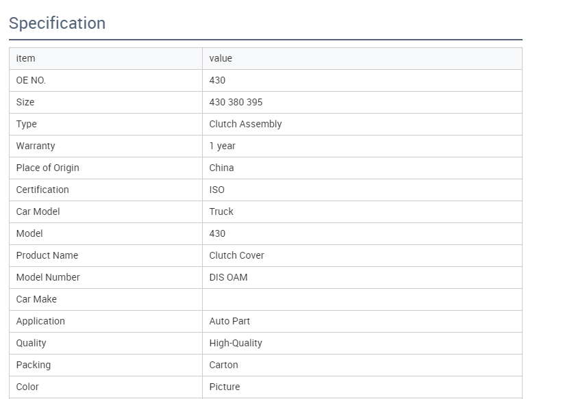Truck Clutch Disc 1878003729 430 Pull Type for Dongfeng G AC Hino Twelve Months Service