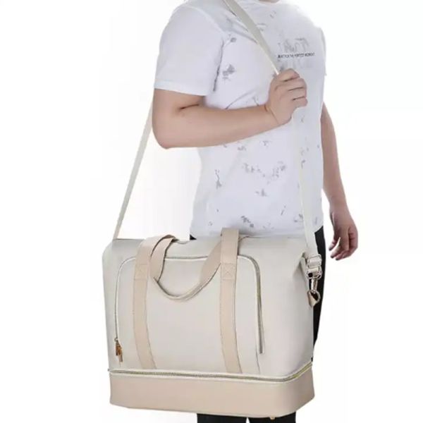 Casual Travel Tote Bag Waterproof Large Capacity Luggage Travel Duffle Bag with Shoe Compartment for Women