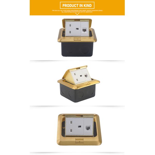 Golden Polished HGD 3F AC2 GCC Dual Floor Mounted Socket