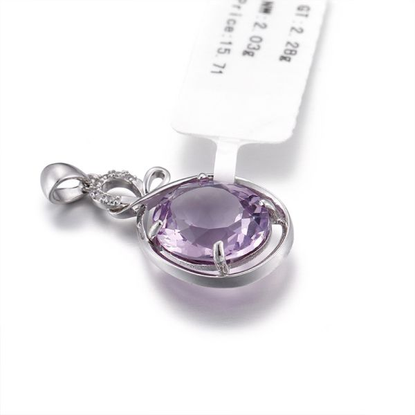 1.99g Pear Shaped Amethyst Pendant Unisex February Birthstone Charms