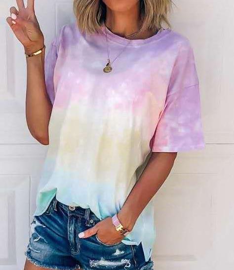 Изготовленная на заказ футболка радуги градиента печати краски связи лета одежды