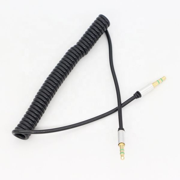 CUSTOM 1M 2M 3M Coil Spiral Spring Male to Male 3.5mm Jack Stereo Aux Audio Cable
