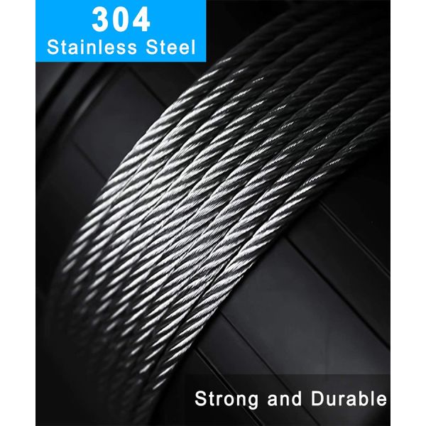 1/8 T304 câble de rail d'aéronef en acier inoxydable câble de câble pour les kits de câbles 1000m par rouleau