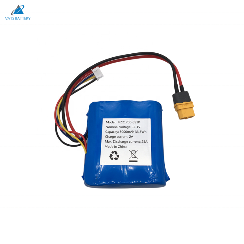OEM 21700 3s1p 11.1V 3000mAh 25A High Discharge Rate Lithium Battery Pack for RC Toys