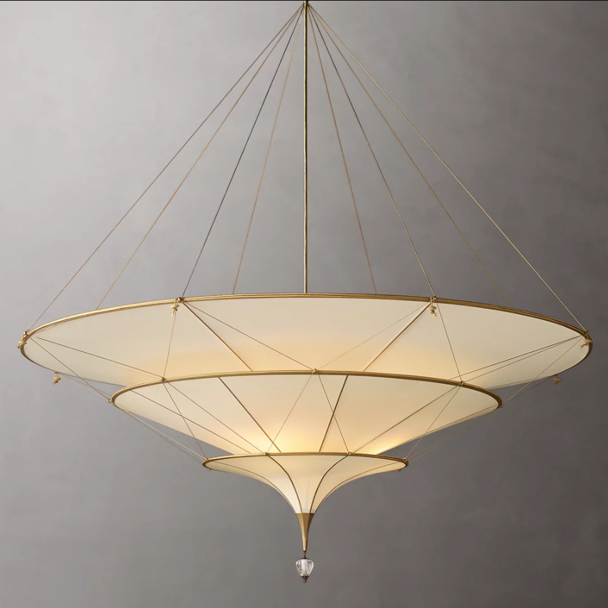 Yihao Custom Medieval Style Multi-Layer Ceramic Pendant Light Umbrella Shaped for Exhibition Hall Chandeliers