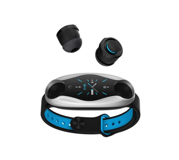 Fone de ouvido sem fio 2 de Bluetooth do bracelete magnético do Smart Watch 0.96inch TFT da correia do silicone em 1