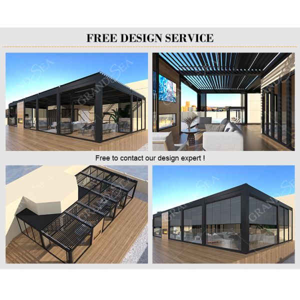 Luxury Patio Automatic Smart Cover Louver Roof System Waterproof Garden Aluminium Outdoor Motorized Pergolas