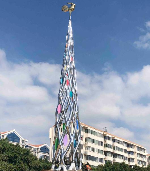 Grande escultura exterior de aço inoxidável contemporânea uma altura de 10,0 medidores