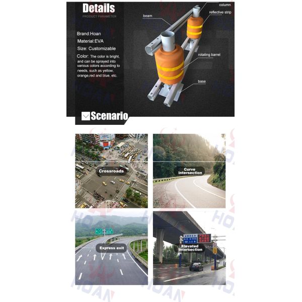 Roadway Traffic Safe Rolling Type Safety Crash Barrier Eva Highway Safety Roller Guardrail