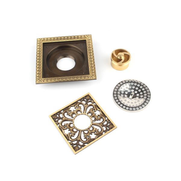 5 Inches Antique Bronze Anti-Clogging Square Brass Bathroom Floor Drain for Basin Use Removable Cover Shower Washing Machine
